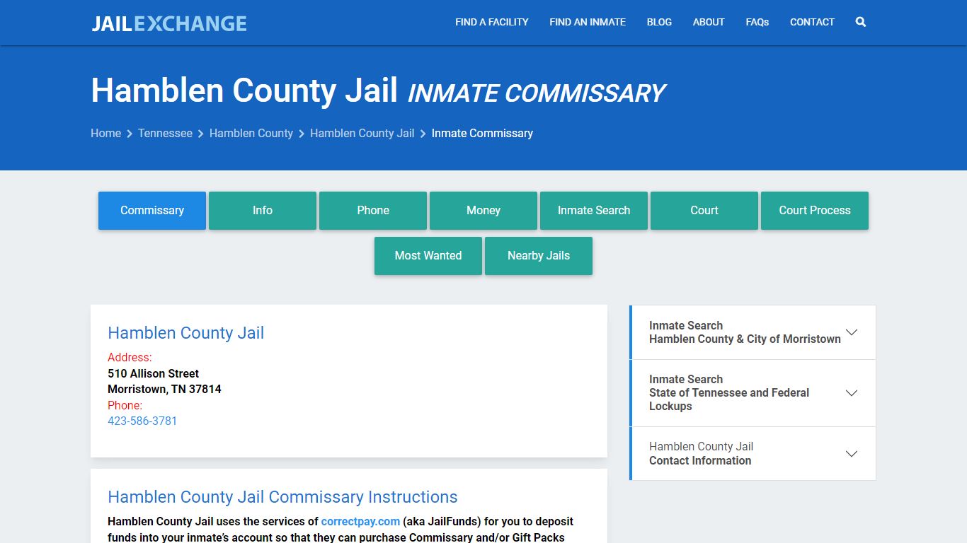 Inmate Commissary, Care Packs - Hamblen County Jail, TN