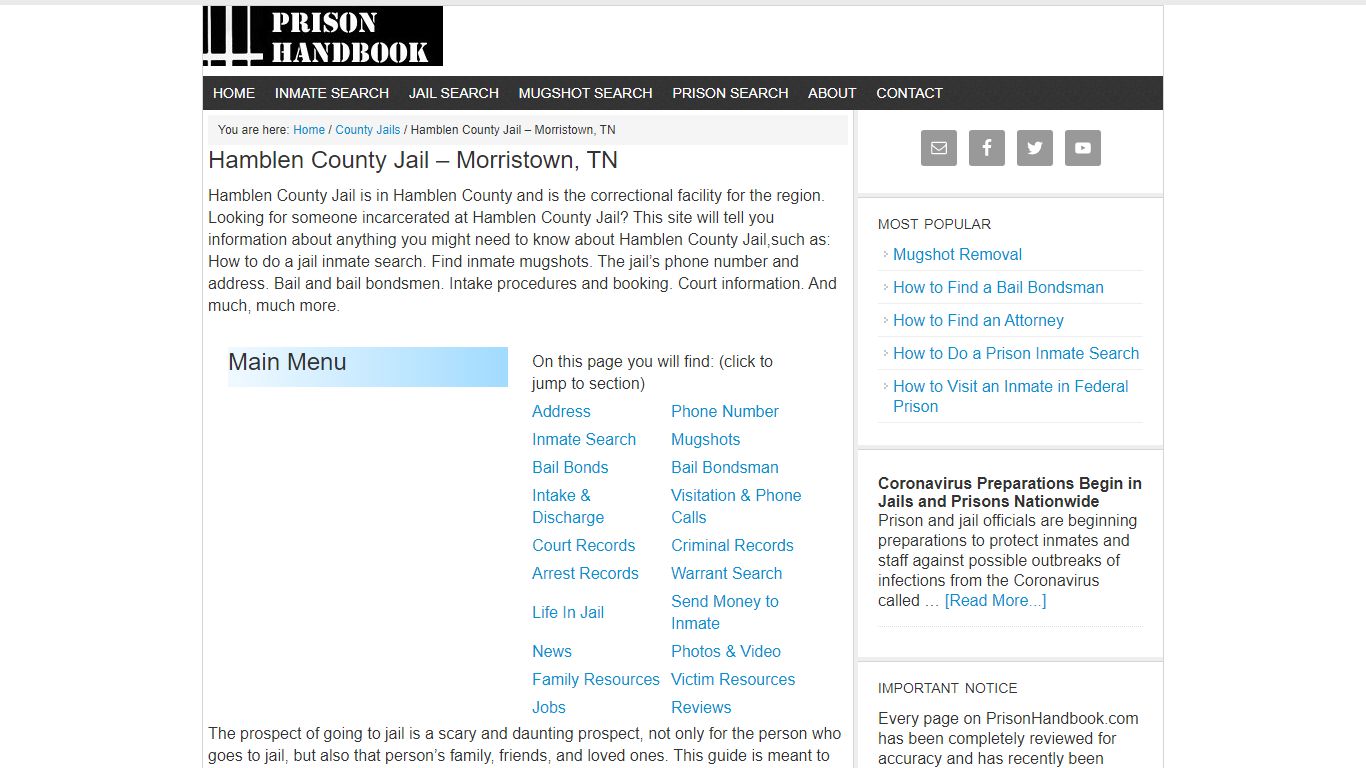 Hamblen County Jail – Morristown, TN - Prison Handbook